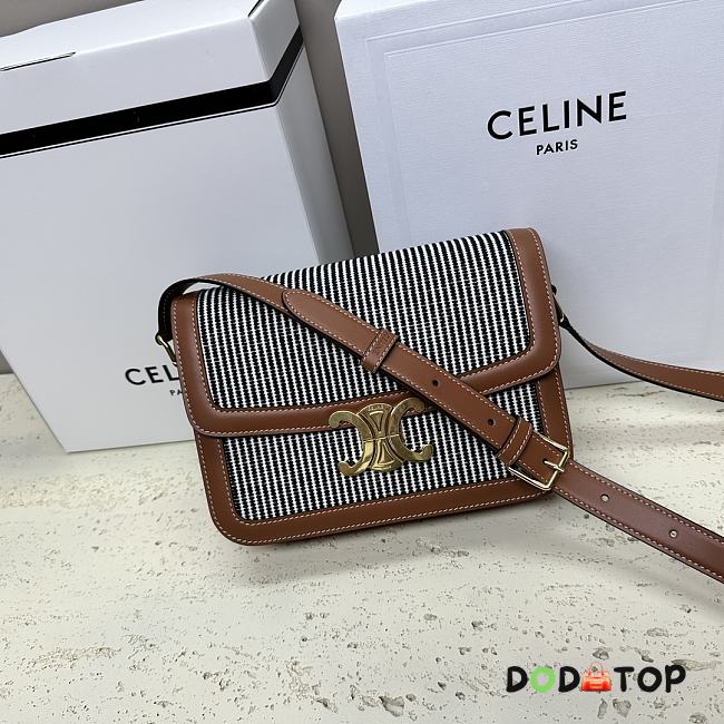 Celine Classique Triomphe Bag in Striped Textile Size 22 x 16.5 x 7 cm - 1