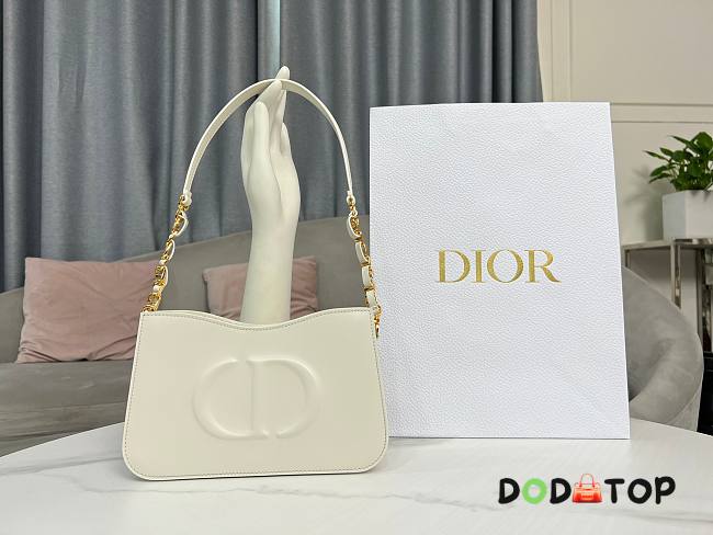 Dior CD Signature Hobo Mini Chain Bag White Size 23.5 x 14.5 x 6 cm - 1