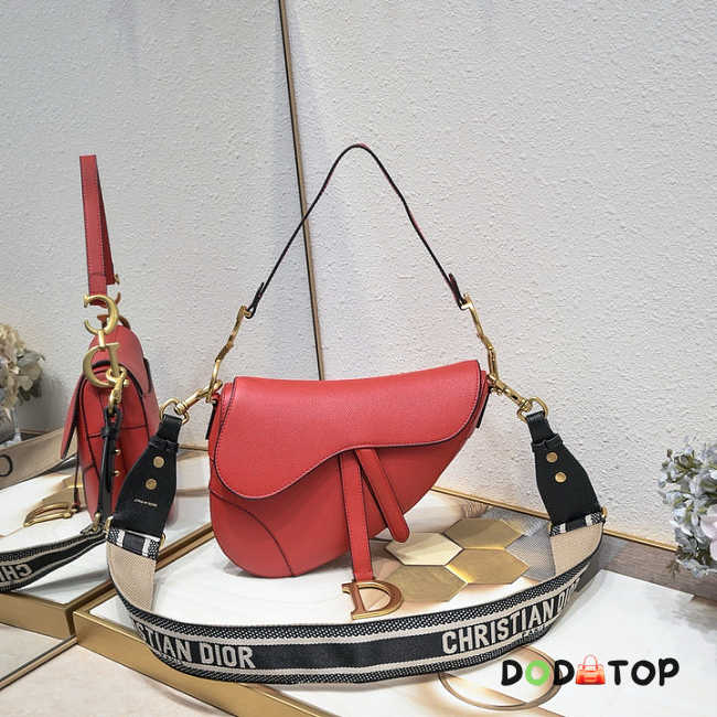 Dior CD Saddle Bag With Strap in Red Size 25.5 x 20 x 6.5 cm - 1