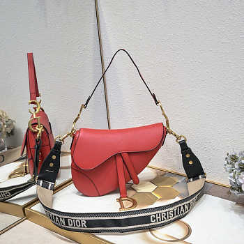 Dior CD Saddle Bag With Strap in Red Size 25.5 x 20 x 6.5 cm