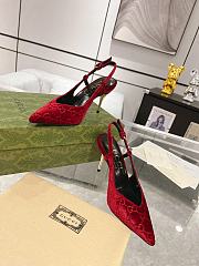 Gucci Gg Slingback High Heel Pump Cherry Velvet - 1