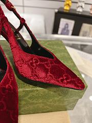 Gucci Gg Slingback High Heel Pump Cherry Velvet - 5