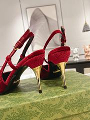 Gucci Gg Slingback High Heel Pump Cherry Velvet - 4