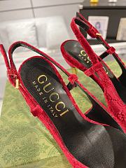 Gucci Gg Slingback High Heel Pump Cherry Velvet - 2