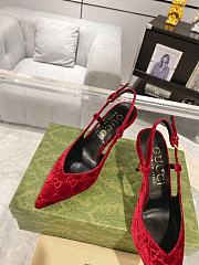 Gucci Gg Slingback High Heel Pump Cherry Velvet - 3