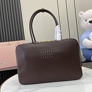 Miu Miu Leather Top Handle Bag Dark Brown Size 34 x 23 x 12 cm - 1