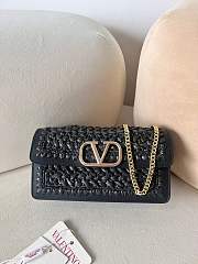 Valentino Raffia Woven Chain Small Bag Black Size 20 x 10.5 x 4 cm - 1