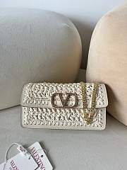 Valentino Raffia Woven Chain Small Bag White Size 20 x 10.5 x 4 cm - 1