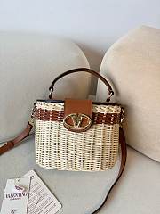 Valentino Vlogo Signature Wicker Vanity Bag Brown Size 19 x 13.5 x 13 cm - 1