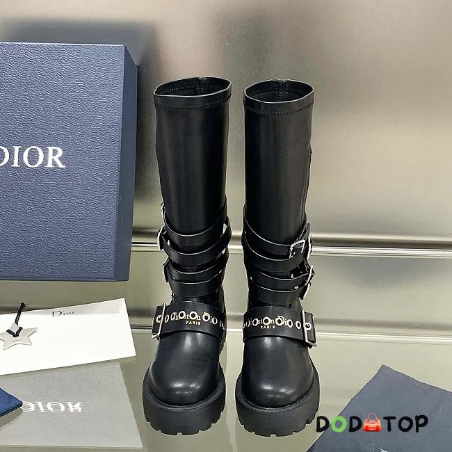 Dior D-Fight Ankle Boot Black Calfskin and Leather-Effect Stretch Material - 1