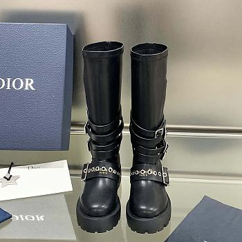 Dior D-Fight Ankle Boot Black Calfskin and Leather-Effect Stretch Material