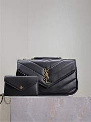 YSL Medium Leather Loulou Shoulder Bag Black Size 24 × 14 × 6 cm - 1