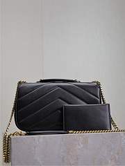 YSL Medium Leather Loulou Shoulder Bag Black Size 24 × 14 × 6 cm - 6