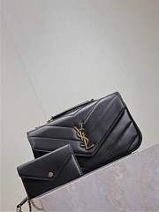 YSL Medium Leather Loulou Shoulder Bag Black Size 24 × 14 × 6 cm - 2