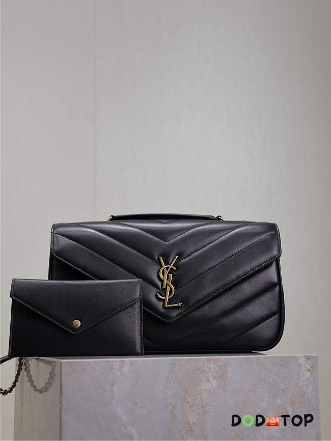 YSL Large Leather Loulou Shoulder Bag Black Size 29 × 17 × 8 cm - 1