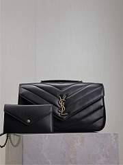 YSL Large Leather Loulou Shoulder Bag Black Size 29 × 17 × 8 cm - 1