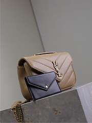 YSL Medium Leather Loulou Shoulder Bag Milk Tea Size 24 × 14 × 6 cm - 3