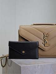 YSL Medium Leather Loulou Shoulder Bag Milk Tea Size 24 × 14 × 6 cm - 5