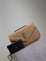 YSL Medium Leather Loulou Shoulder Bag Milk Tea Size 24 × 14 × 6 cm - 6