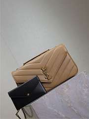 YSL Large Leather Loulou Shoulder Bag Milk Tea Size 29 × 17 × 8 cm - 6