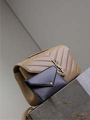 YSL Large Leather Loulou Shoulder Bag Milk Tea Size 29 × 17 × 8 cm - 4