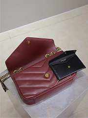 YSL Medium Leather Loulou Shoulder Bag Red Size 24 × 14 × 6 cm - 5