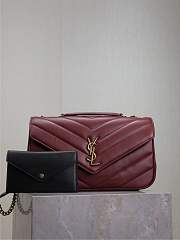 YSL Large Leather Loulou Shoulder Bag Red Size 29 × 17 × 8 cm - 1