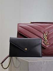 YSL Large Leather Loulou Shoulder Bag Red Size 29 × 17 × 8 cm - 3