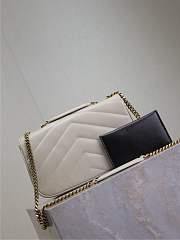 YSL Medium Leather Loulou Shoulder Bag White Size 24 × 14 × 6 cm - 3