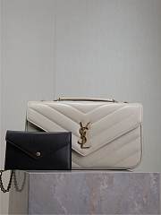 YSL Large Leather Loulou Shoulder Bag White Size 29 × 17 × 8 cm - 1