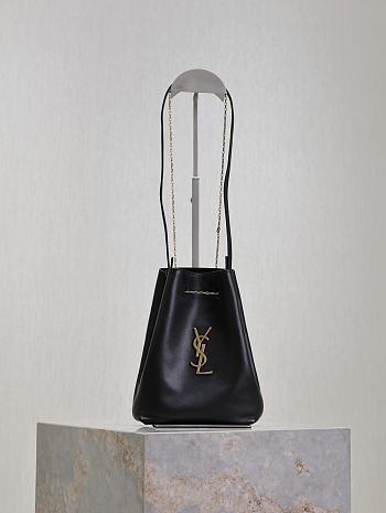 YSL Pochon Bucket Bag Black Size 20 × 24 × 3 cm