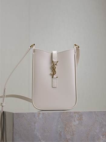 YSL White Mobile Phone Bag Size 18 × 13.5 × 3.5 cm