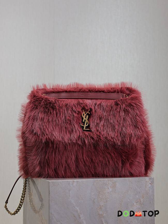 YSL Saint Laurent Purple Fur Large Niki Bag Size 32 × 23 × 9 cm - 1