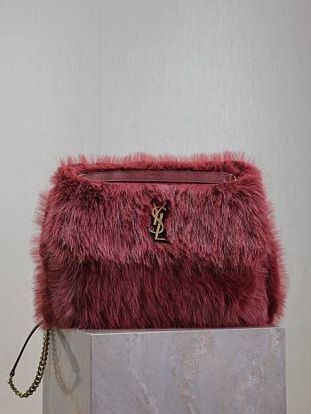 YSL Saint Laurent Purple Fur Large Niki Bag Size 32 × 23 × 9 cm