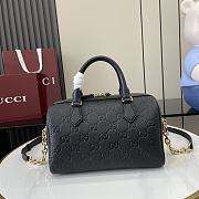 Gucci GG Emblem Small Top Handle Bag Leather Black Size 25.5 x 16 x 14 cm - 1