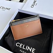 Celine Zipped Card Holder Brown Size 7.5 x 11.5 cm - 1