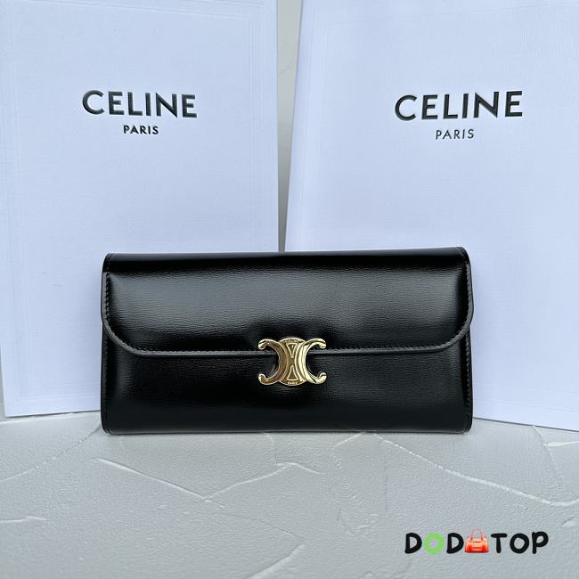 Celine Triomphe Large Shiny Cow Leather Wallet Black Size 19 × 10 x 3 cm - 1