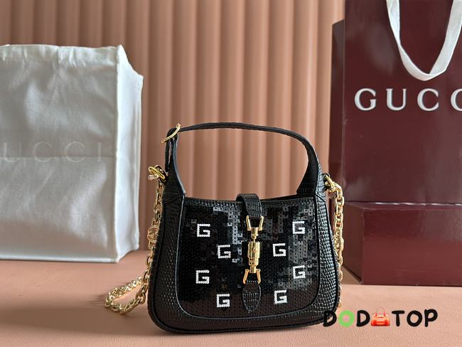 Gucci Jackie 1961 Sequin Mini Bag Black Size 19 x 13 x 3 cm - 1