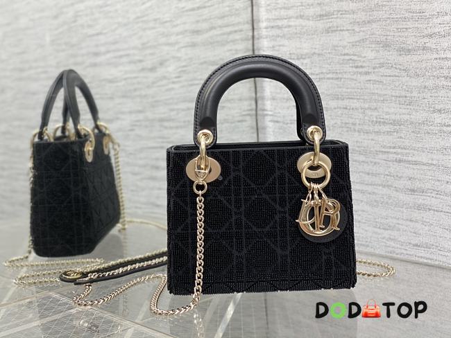 Lady Dior Mini Velvet Black Size 17 cm  - 1