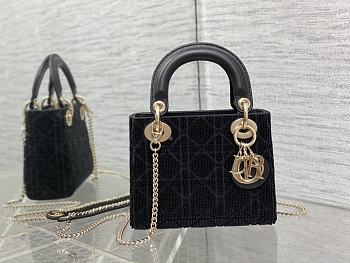 Lady Dior Mini Velvet Black Size 17 cm 