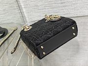 Lady Dior Mini Velvet Black Size 17 cm  - 5