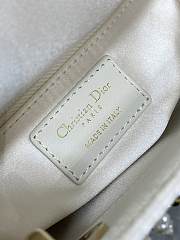 Dior Mini Lady Dior Bag Latte Satin Embroidered With White Resin Pearls Size 17 cm - 3