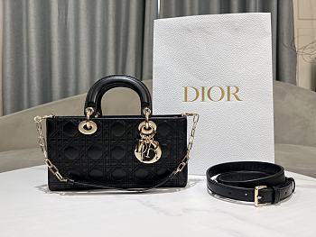 Dior Lady D-Joy New Craft Double Embroidery Medium Black Size 26 x 13.5 x 5 cm