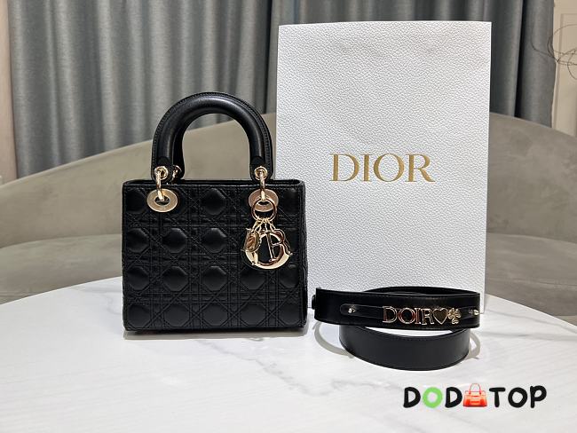 Dior Black Lambskin Leather With Double Embroidery Cannage Size 20 x 17 x 8 cm - 1