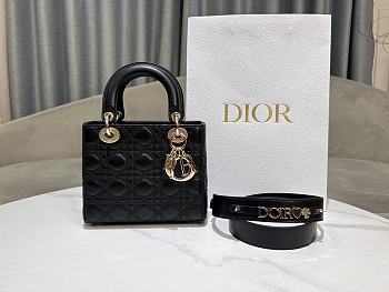 Dior Black Lambskin Leather With Double Embroidery Cannage Size 20 x 17 x 8 cm