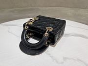 Dior Black Lambskin Double Embroidery Cannage Size 17 x 15 x 7 cm - 3