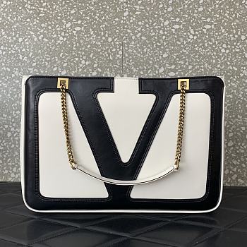 Valentino Garavani Medium White Chain Tote Bag Size 37 x 26 x 2 cm