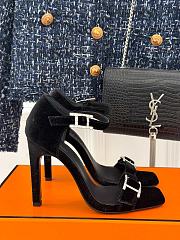 Hermès Classic H Diamond Buckle Sandals Black  - 1