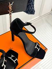 Hermès Classic H Diamond Buckle Sandals Black  - 2