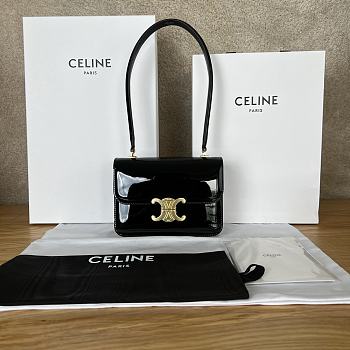 Celine Teen Garance Bag In Patent Calfskin Black Size 18.5 x 13 x 6 cm